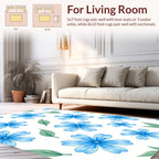 Soft Blue Green Floral Pattern Rug
