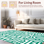 Abstract Geometric Teal Maze Pattern Rug
