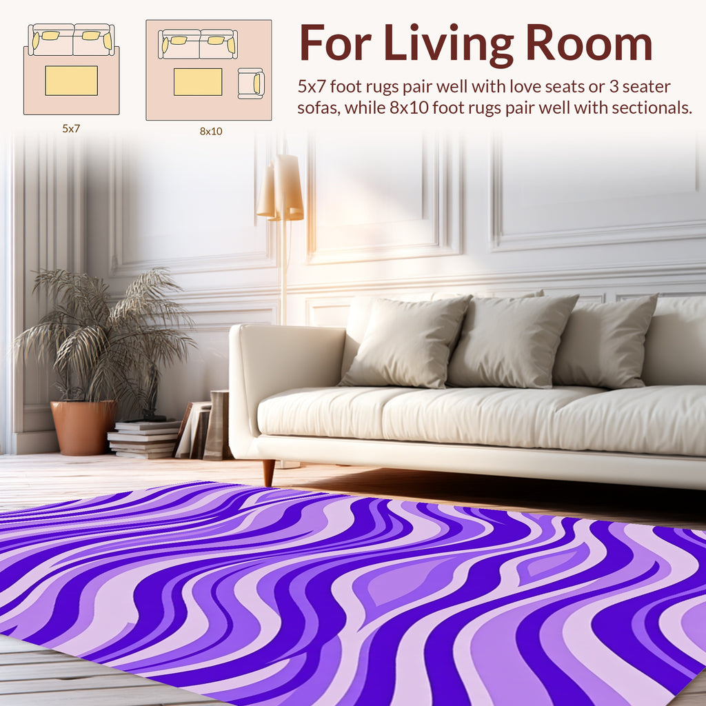 Purple Violet Wavy Abstract Design Rug