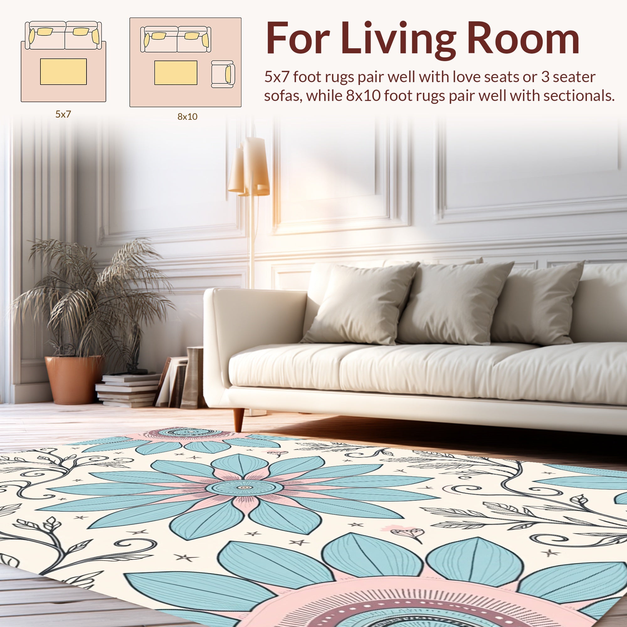 Floral Vine And Star Pattern Rug