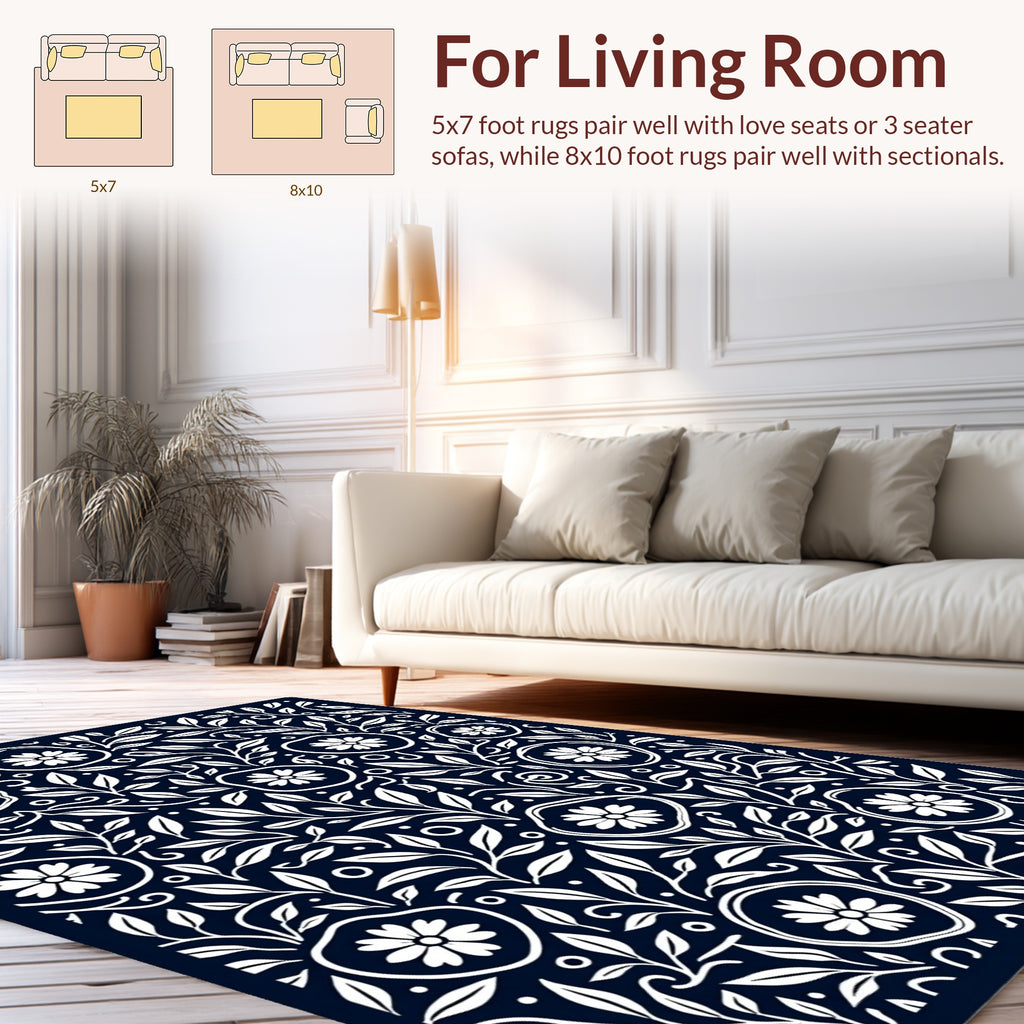Classic Floral Vine Dot Pattern Rug