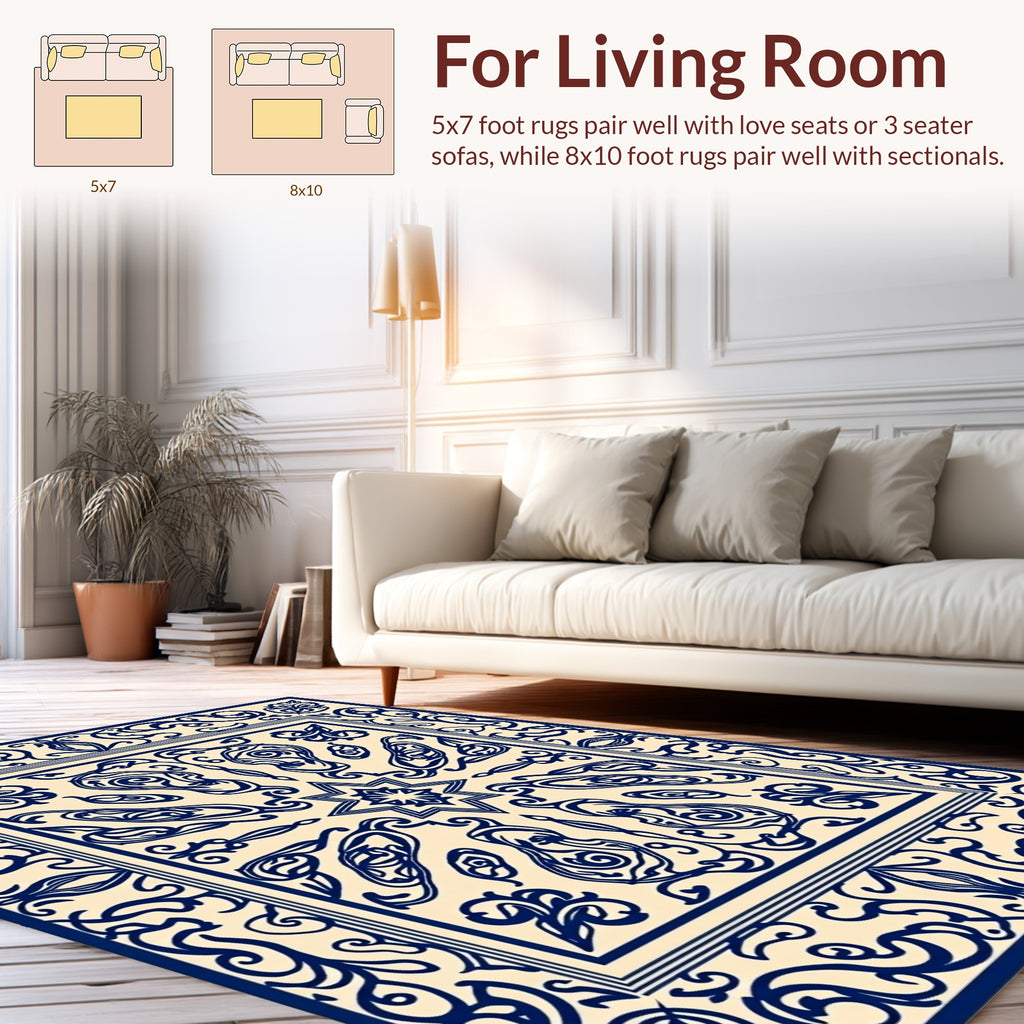 Intricate Paisley Floral Scrollwork Design Rug