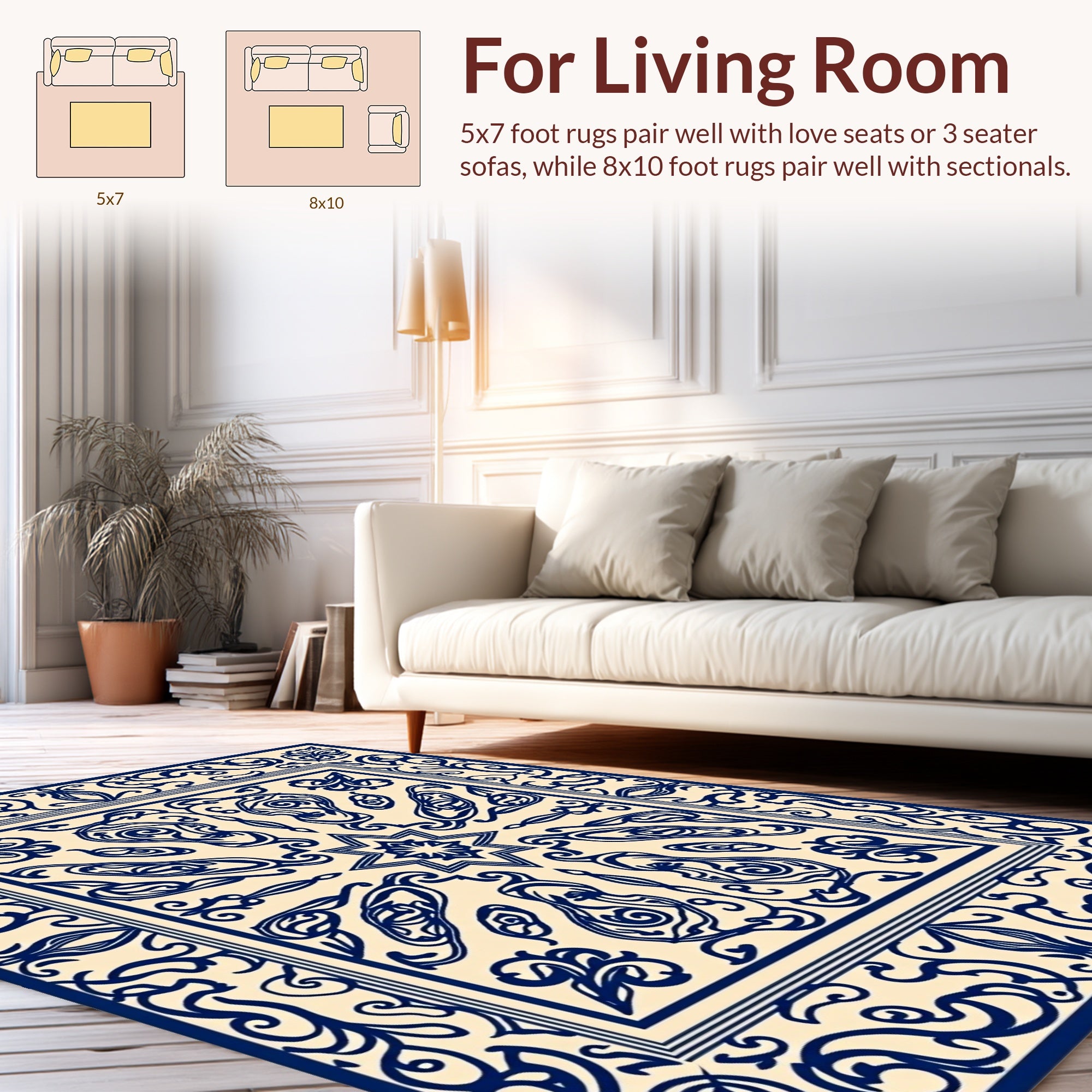 Intricate Paisley Floral Scrollwork Design Rug