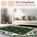 Green Orange Floral Garden Pattern Rug
