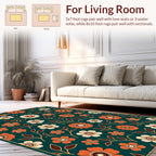 Warm Orange Cream Floral Pattern Rug