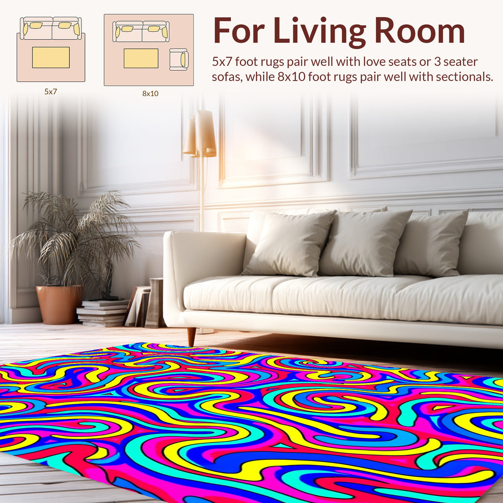 Vibrant Swirls and Triangles Pattern Rug