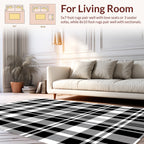 Classic Black White Plaid Pattern Rug