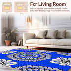 Radiant Blue Mandala Floral Art Rug