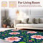 Floral Swirl Pattern Pink Flowers Rug