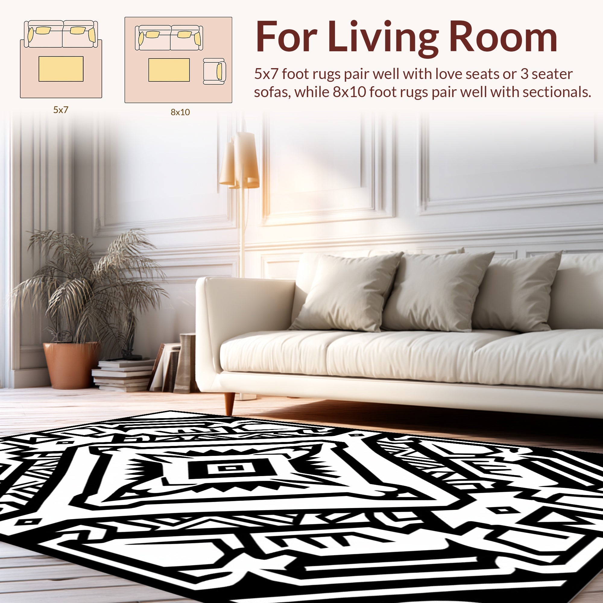 Tribal 2-tone geometric diamond pattern Rug