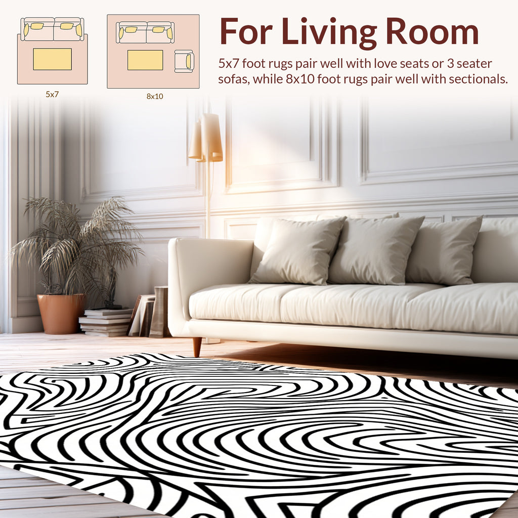 Abstract Black Lines Pattern Rug