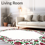 Whimsical Pink Rose Garden Frame Rug