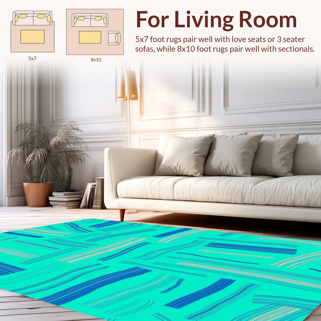 Abstract Blue Stripe Design Rug