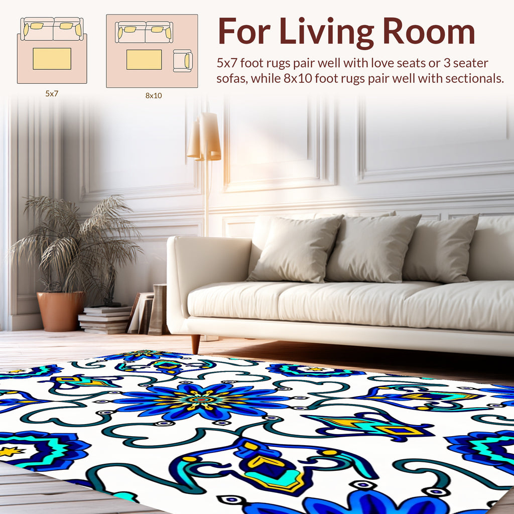 Intricate Floral Inspired Geometric Pattern Rug