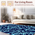 Intricate Scrollwork Aqua Pattern Rug