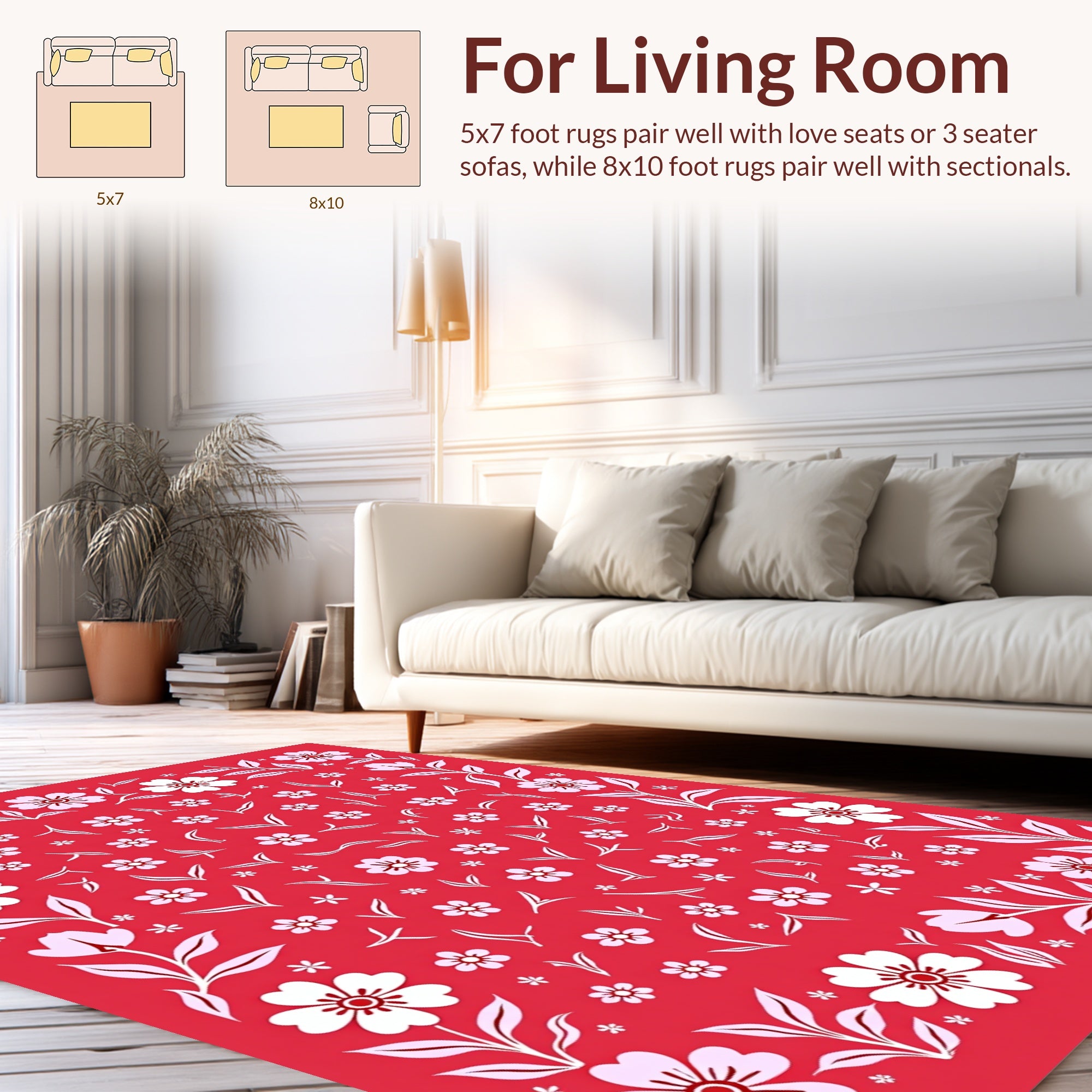 Floral Motif Branching Pattern Rug
