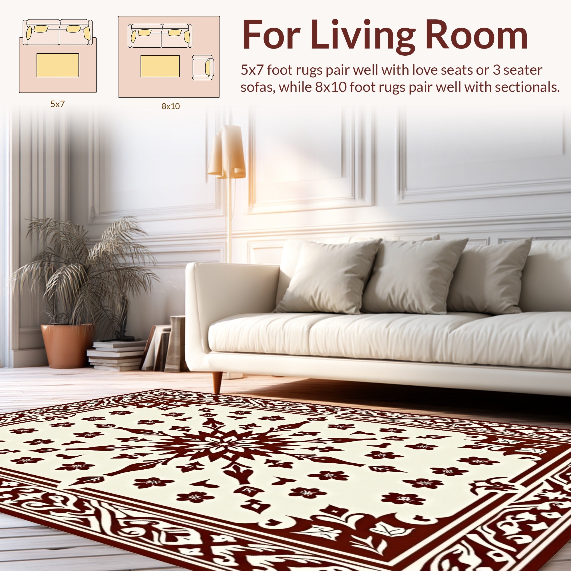 Floral Starburst Geometric Border Rug