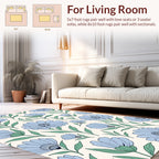 Delicate Blue Floral Pattern Arrangement Rug