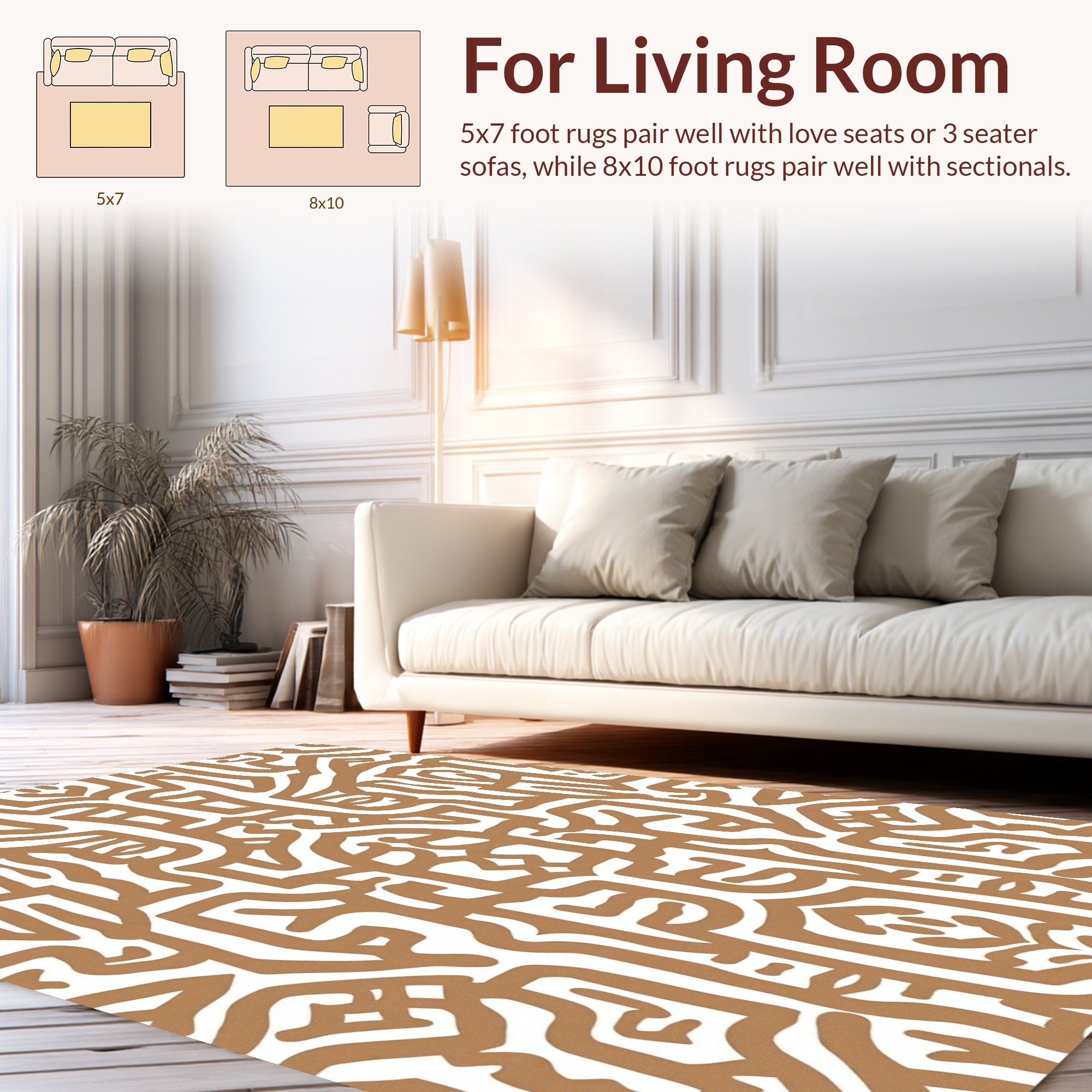 Abstract Brown White Intertwined Pattern Rug