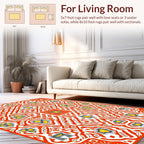 Geometric Mandala Style Orange and Yellow Rug