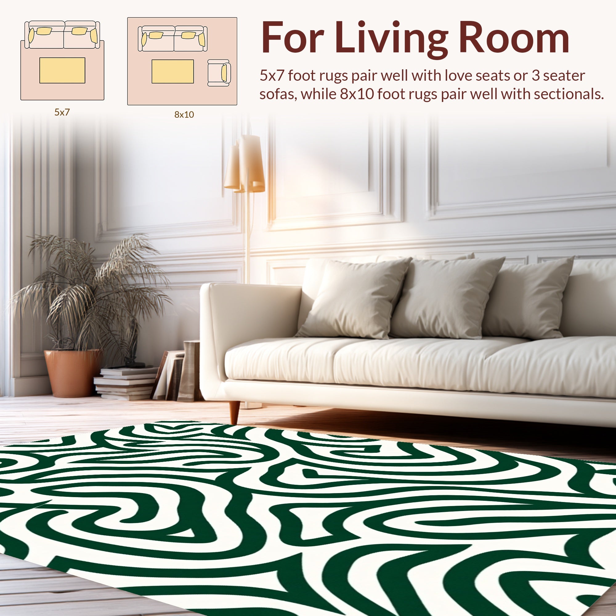 Abstract Green Swirl Continuous Pattern Rug
