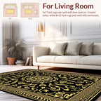 Black Gold Ornate Floral Rug
