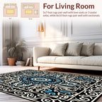 Ornate Mandala Blue Patterned Rug