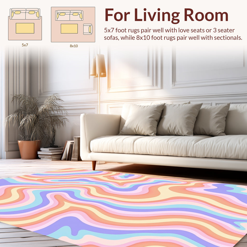 Pastel Swirl Groovy Abstract Rug
