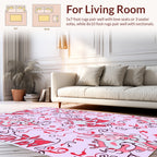 Abstract Red Swirls Blooms Pattern Rug