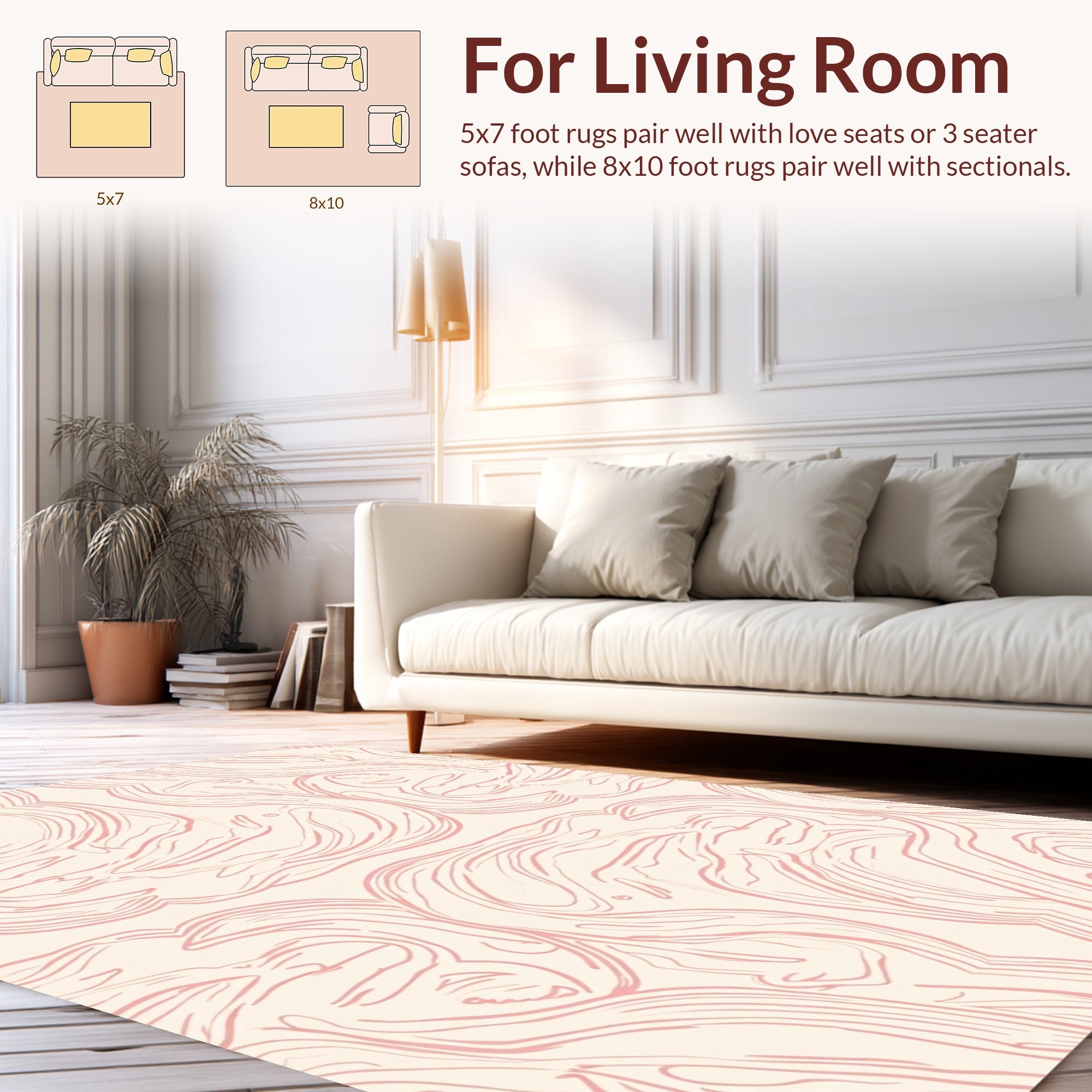 Soft Pink Abstract Swirl Design Rug