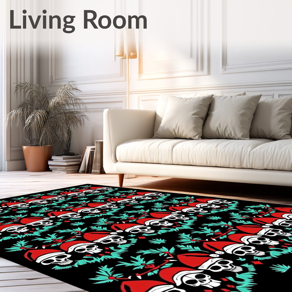 Festive Skull Holiday Festive Foliage Rug