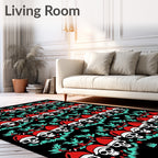 Festive Skull Holiday Festive Foliage Rug