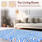 Abstract Blue Orange Flowing Lines Rug