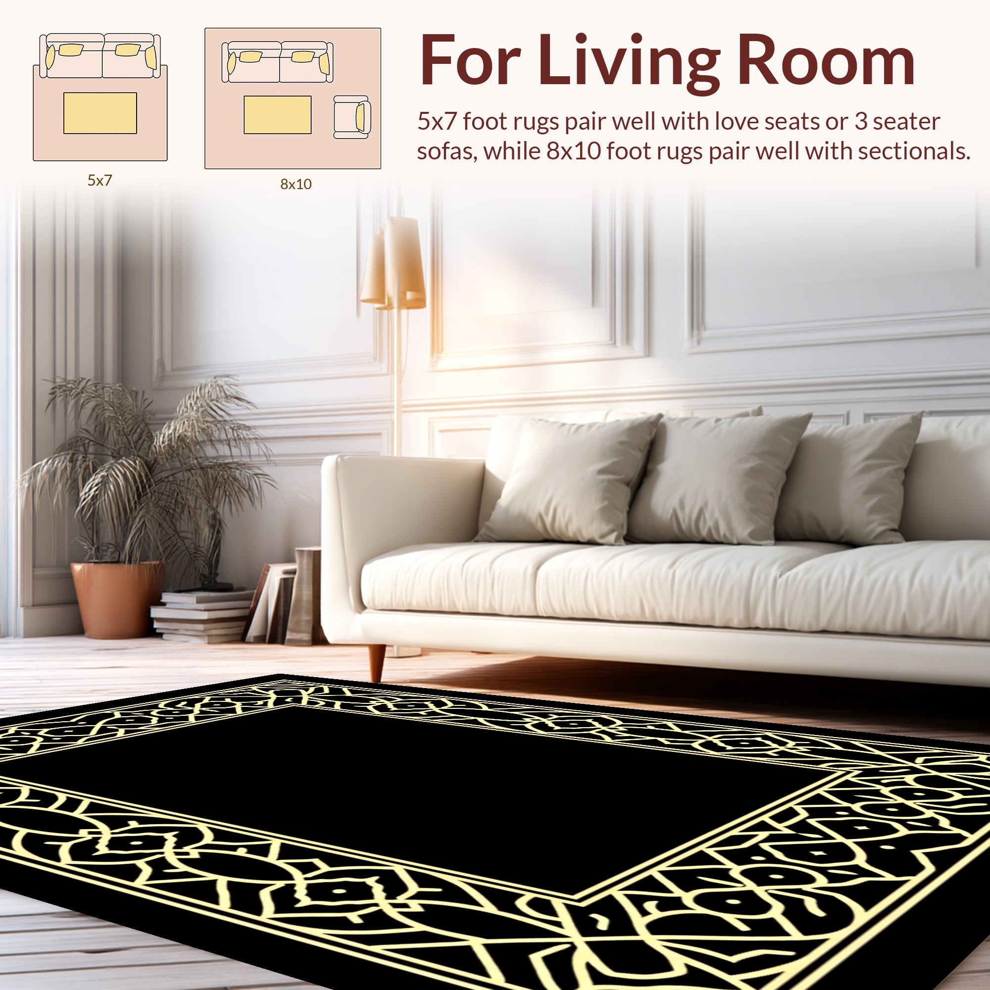 Art Deco Style Geometric Frame Rug