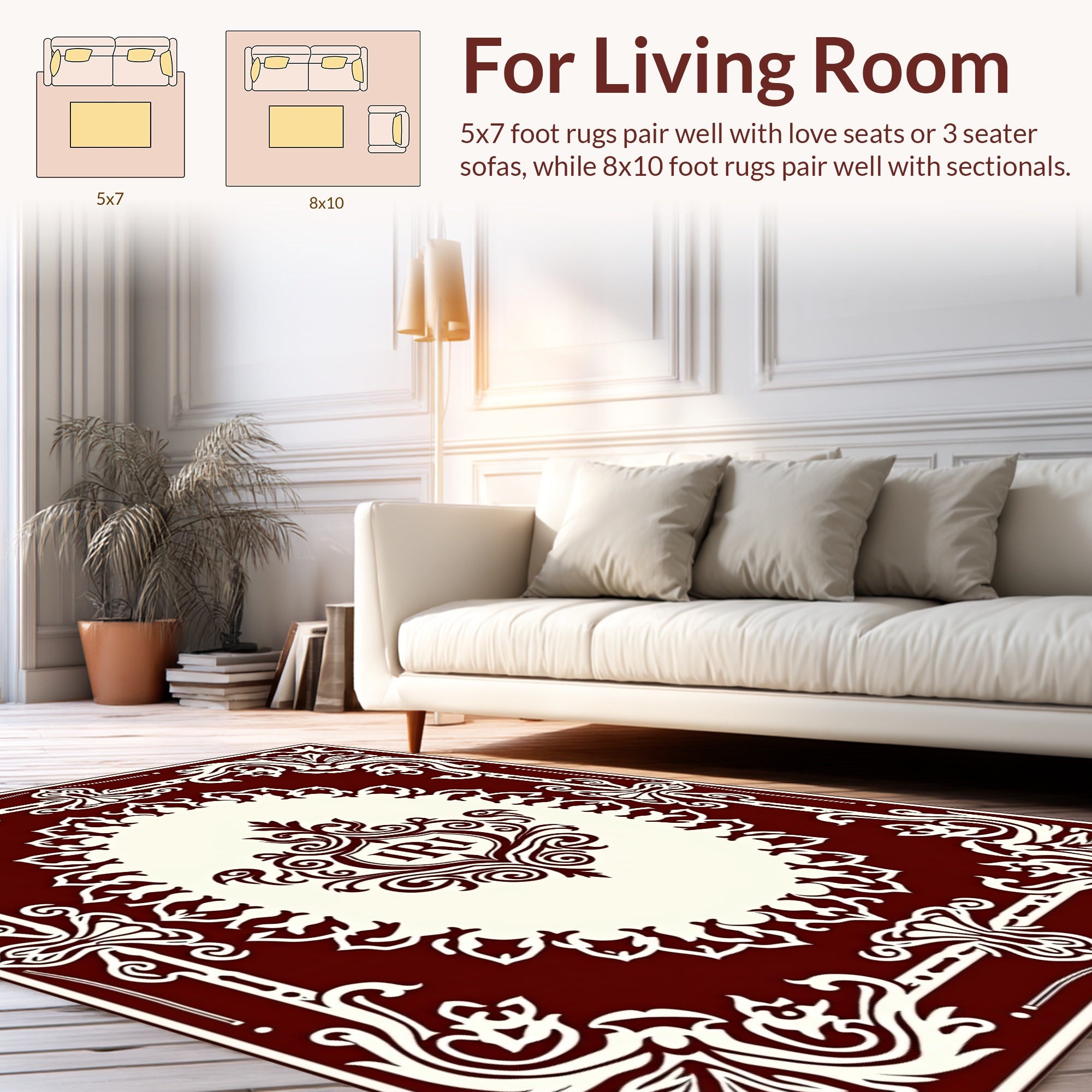 Elaborate Floral Crest Design Rug