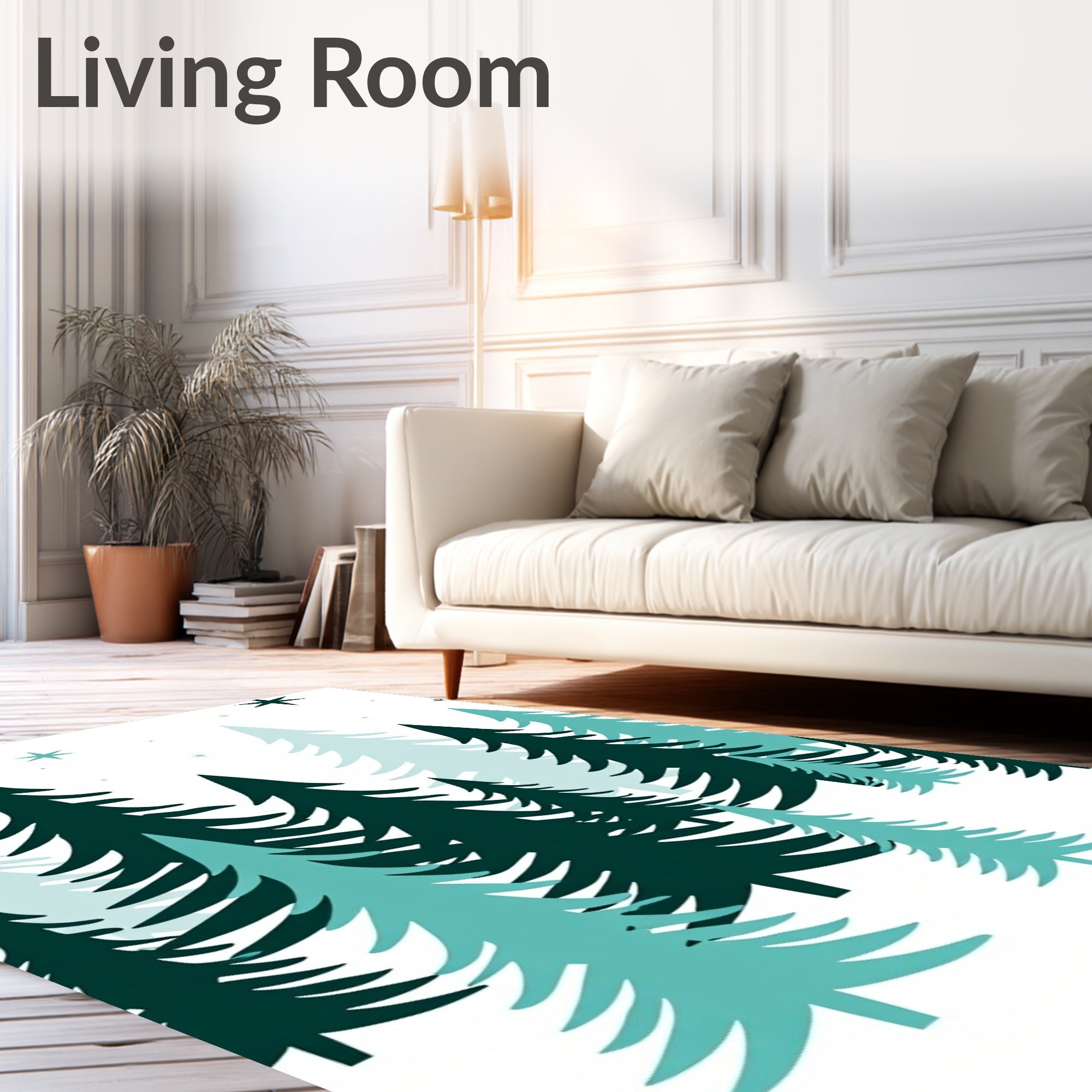 Evergreen Forest Teal Stars Rug