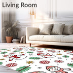 Christmas Snowman Pine Sprig Garland Rug
