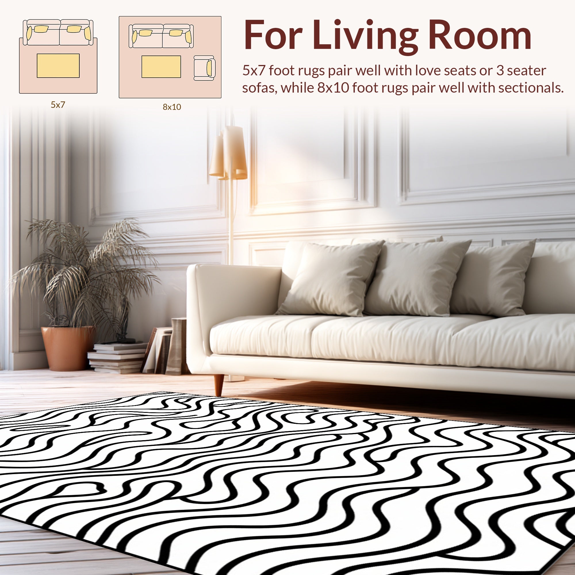 Bold Swirl Lines Abstract Pattern Rug