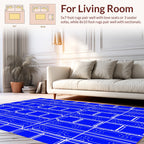 Geometric Blue White Linear Rug