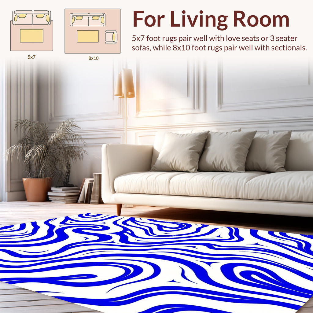 Abstract Blue Swirl Pattern Rug