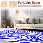 Abstract Blue Swirl Pattern Rug
