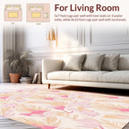 Delicate Pink Feather Blossom Pattern Rug
