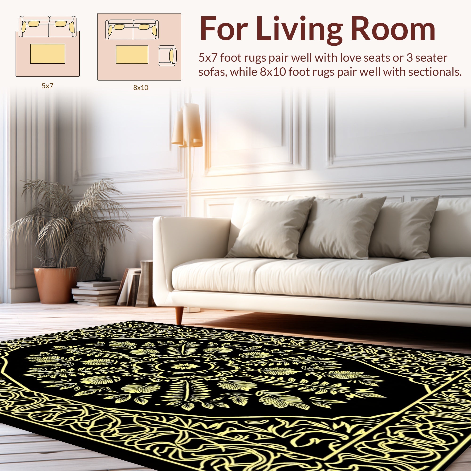 Ornate Botanical Medallion Pattern Rug