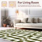 Olive Green Plaid Pattern Rug