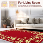 Crimson Floral Scroll Border Design Rug