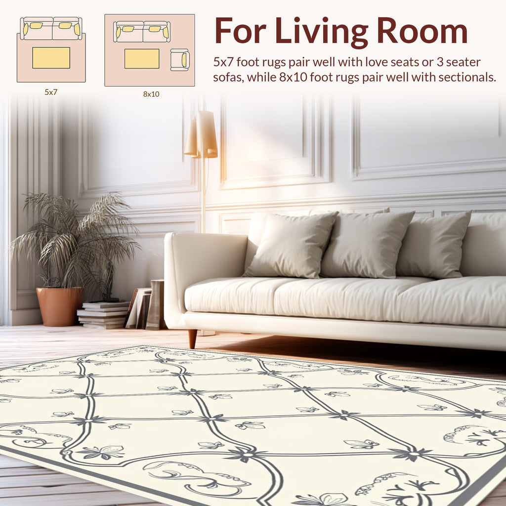 Elegant Floral Lattice Face Pattern Rug