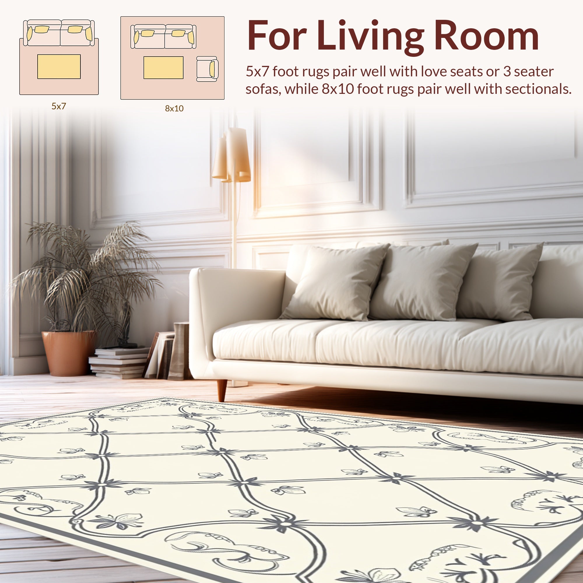 Elegant Floral Lattice Face Pattern Rug