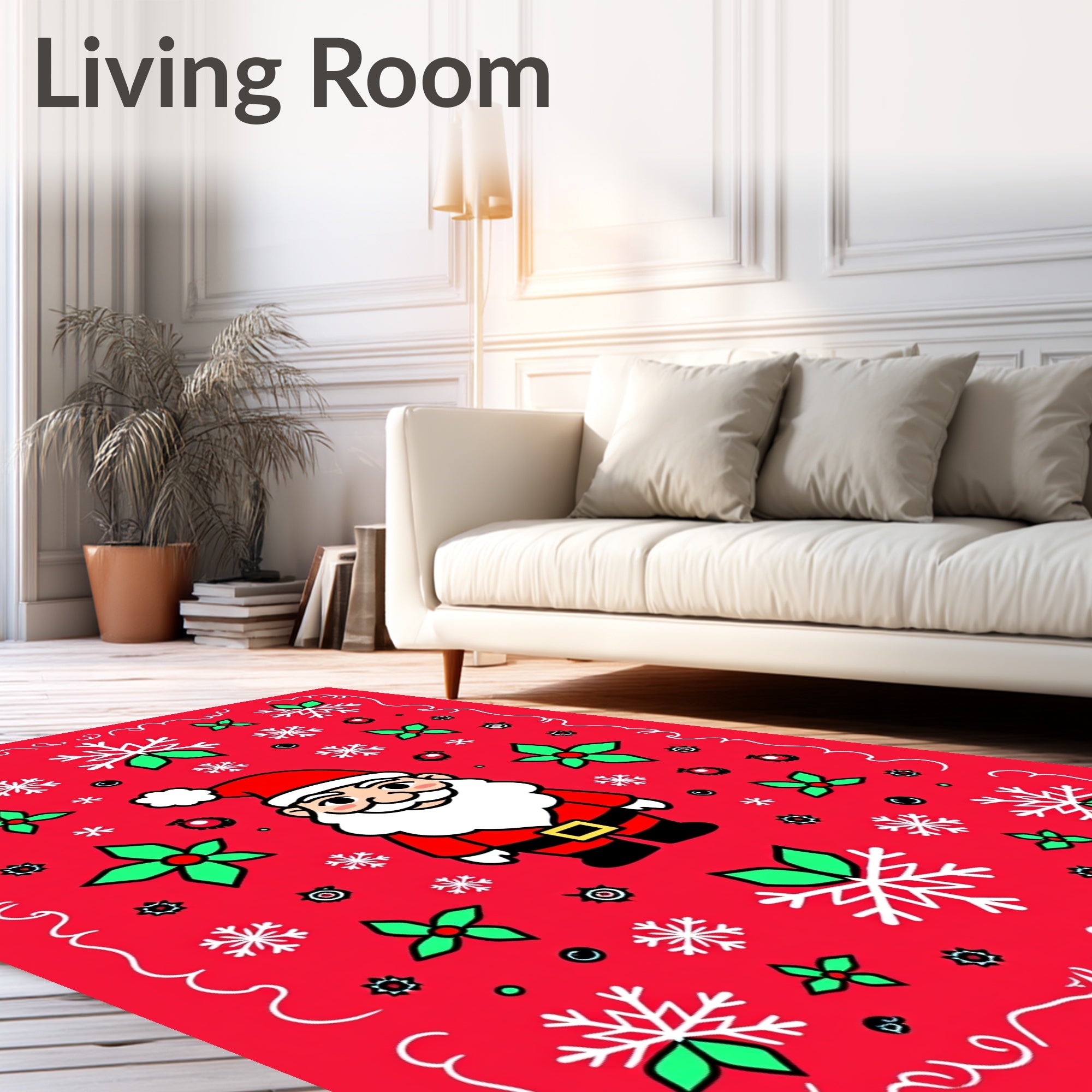 Jolly Santa Claus Snowflake Christmas Rug