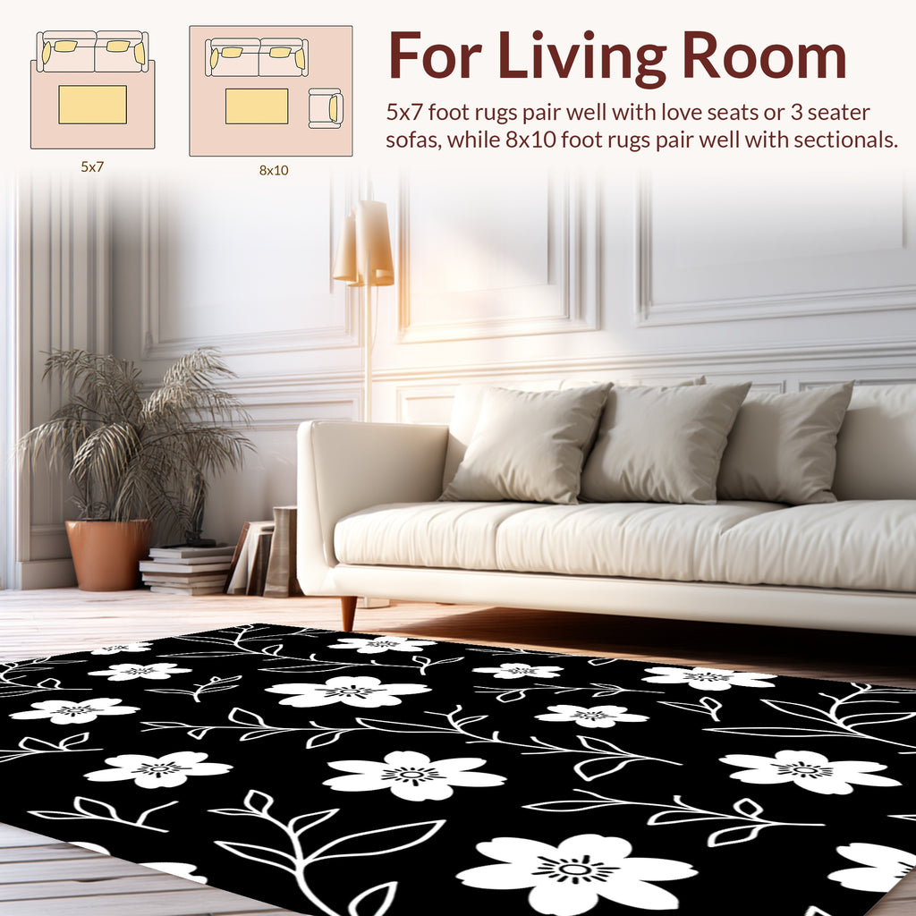 White floral vine pattern Rug