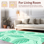 Teal Palm Leaf Pattern Design Rug